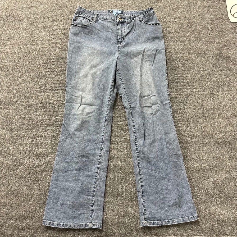 Duck Head Jeans Womens Size 16 Blue Bootcut Ramie Cotton Stretch Embroidered